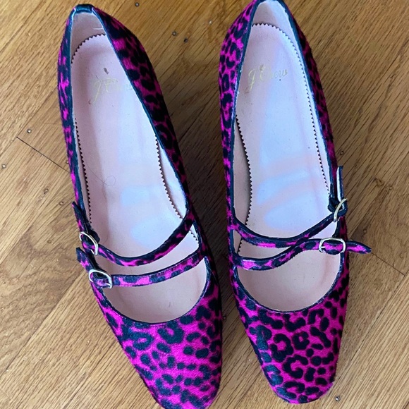 J Crew hot pink leopard calf hair maryjanes 9 Barbiecore - Picture 4 of 4